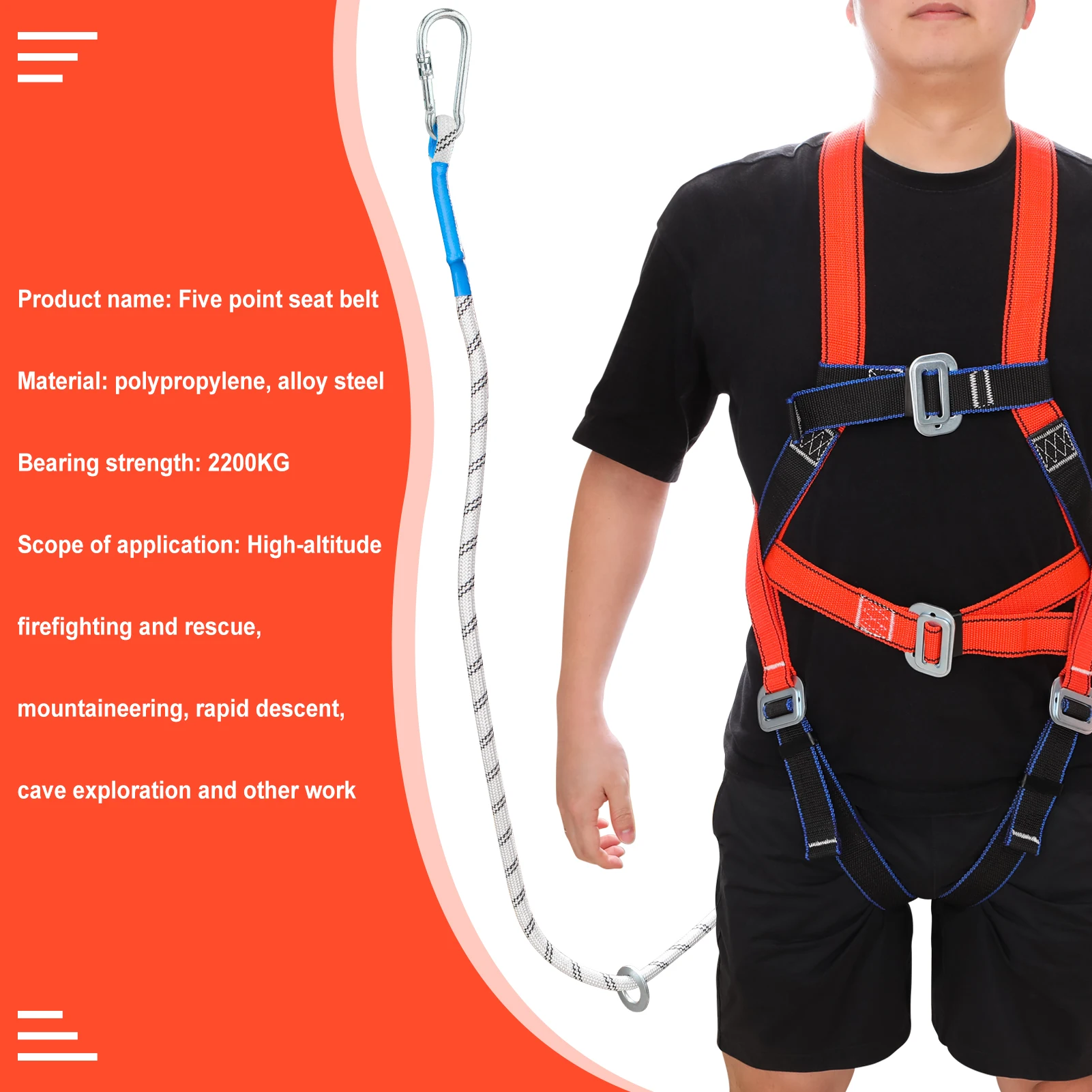 Five-point High Altitude Work Safety Harness Carabiner Outdoor Climbing Training Construction Industrial Security Belt Rope safety harnesses