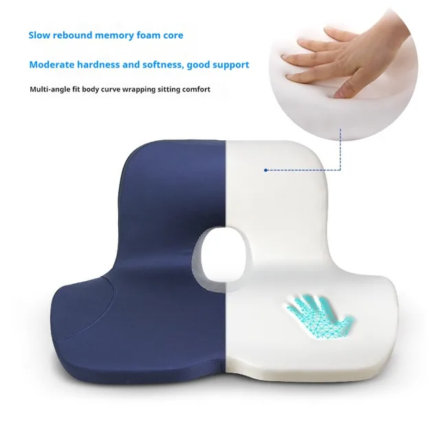 Coussin de siège de chaise de bureau intégré en forme de L, coussin de siège en mousse à mémoire de forme, fond antidérapant, réduisant la pression, Support de taille des hanches 2