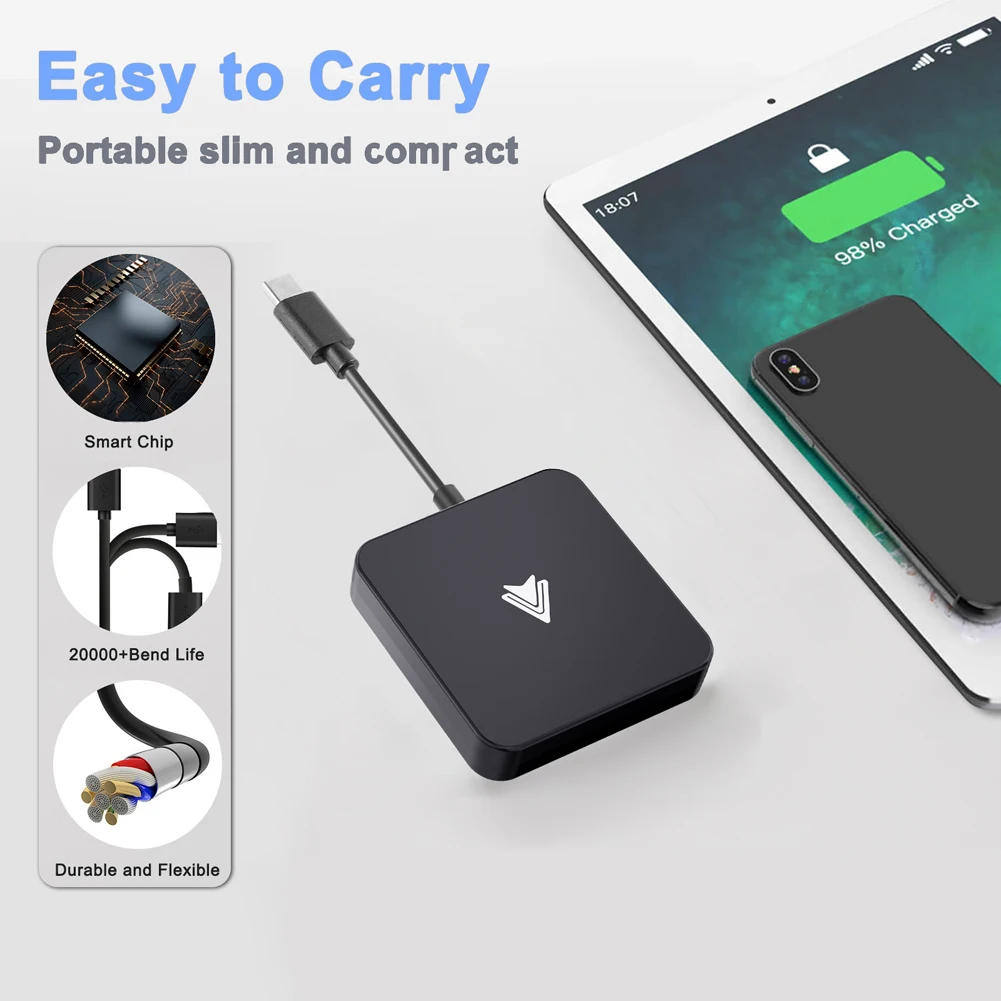 Adaptador de CarPlay inalámbrico para IOS y Android, adaptador de cable a  inalámbrico, Dongle automático, BT5.0, WiFi 2,4G y 5G con USB C,  convertidor OTG - AliExpress