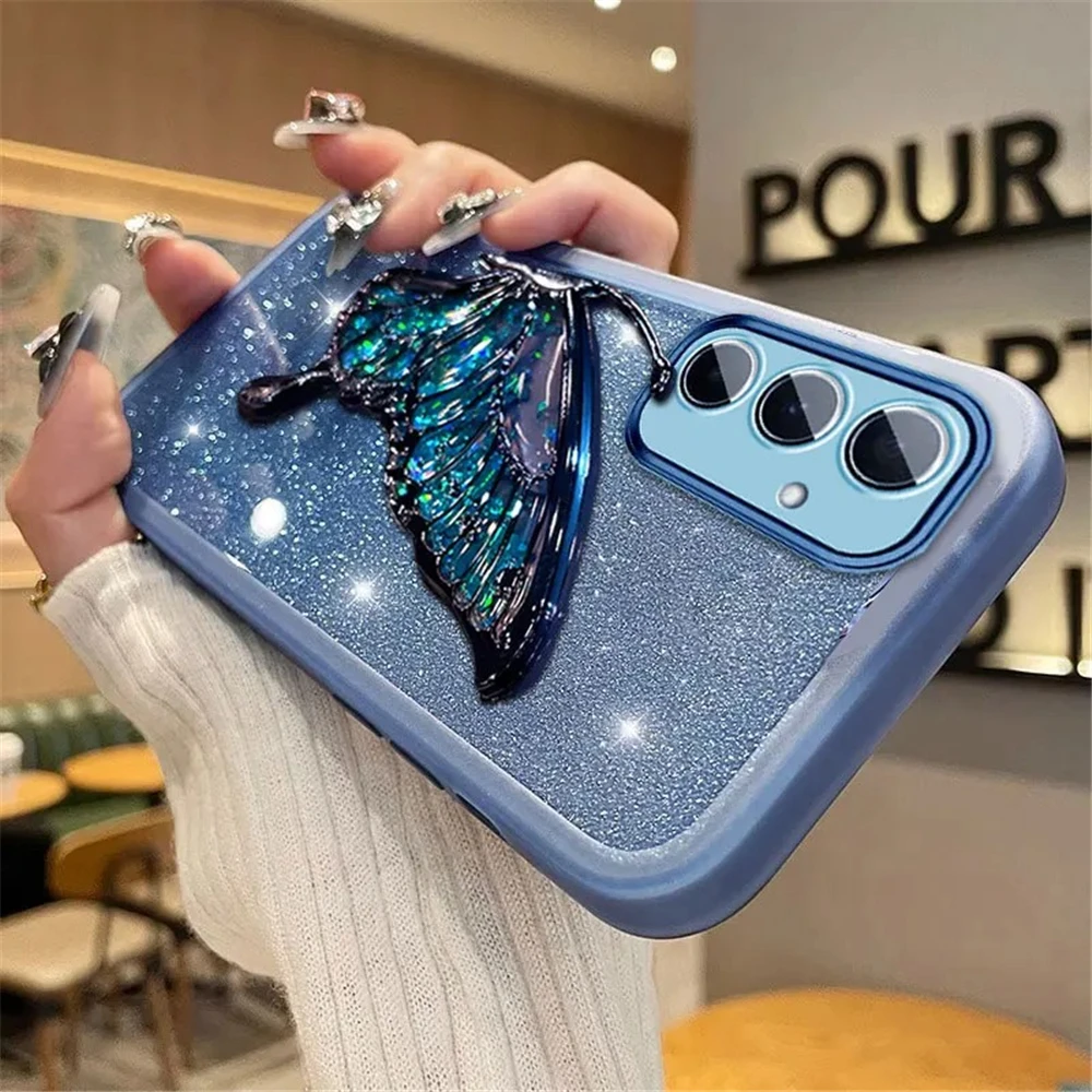 Quicksand Butterfly Glitter Stand Silicone Phone Case