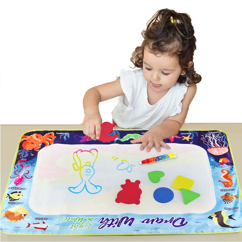 Aqua Magic Doodle Mat, 100 x 80 cm Water Doodle Mat Gift, Children's Large  Magic Painting Mat with Water Book, Magic Pens, Stamp Set, Toy from 2 3 4 5  Years Girls Boys Gift