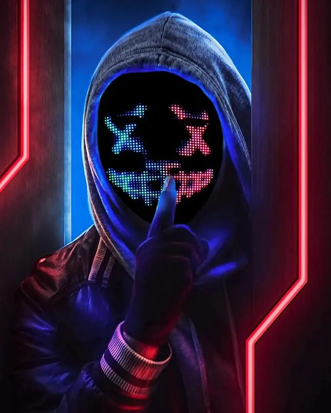 LED Lighted Face Transforming Mask Shining for Fun Parties Birthday Festival Cosplay Halloween Costume APP or Gesture Con