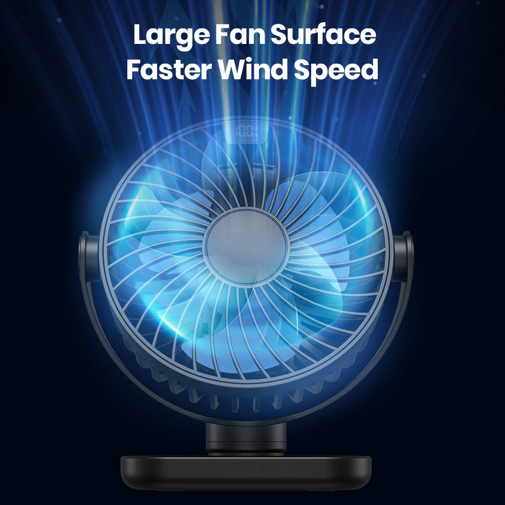 TOPK K60C 5000mAh Portable Mini Fan,Standing Fans for Room,LED Display 360°Rotation Quiet Personal Desk Electric Fan for Campin 5