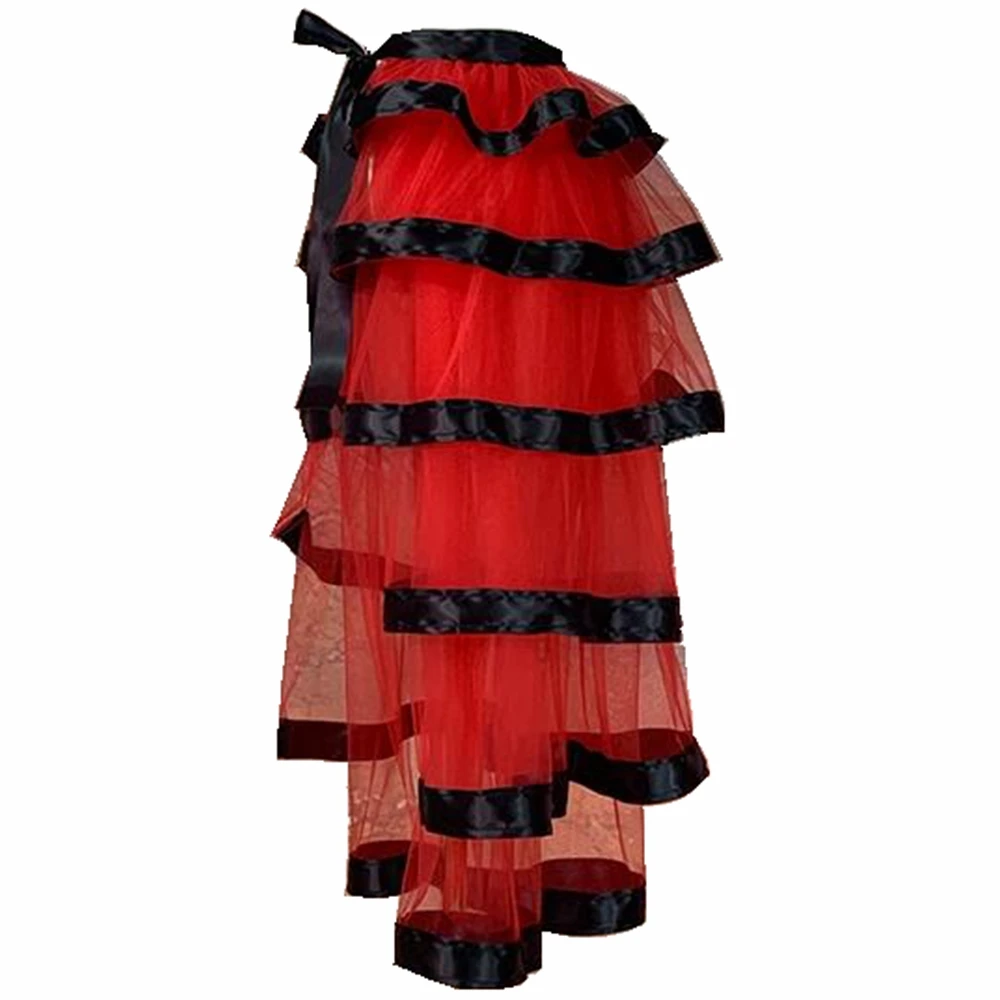 

Gothic Lolita Overskirt Women Steampunk Cocktail Party Ruffled Bustle Skirt