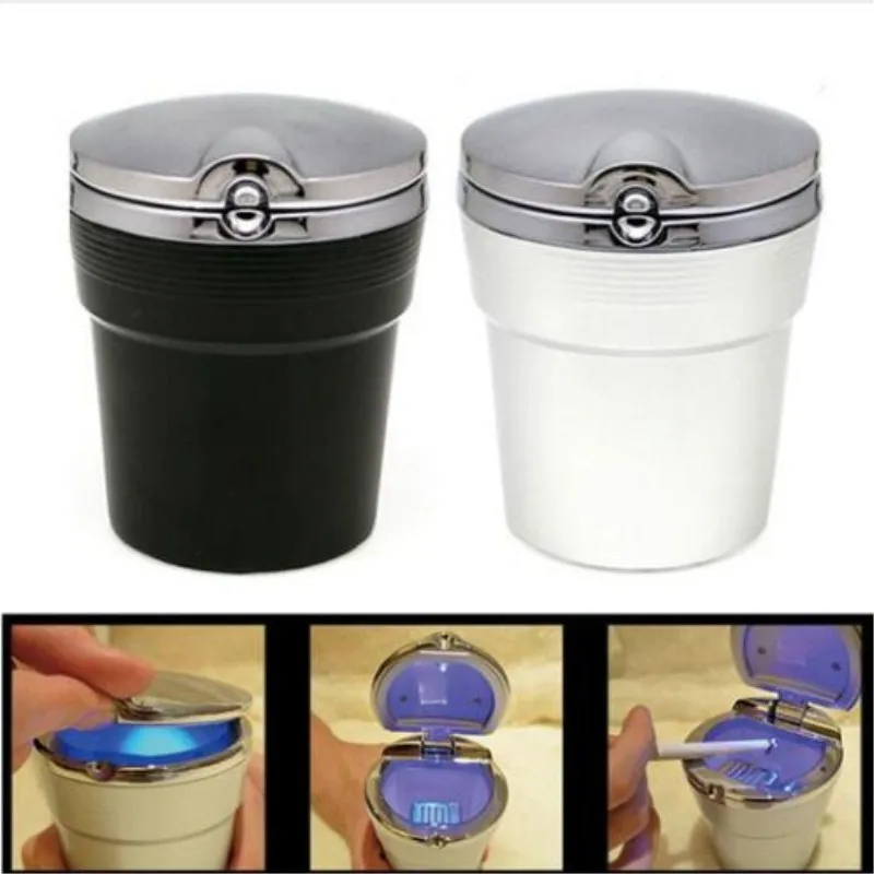 Car Ashtray With Led Light Cigarette Smoke Travel Remover Ash Cylinder Car Smokeless Smoke Cup