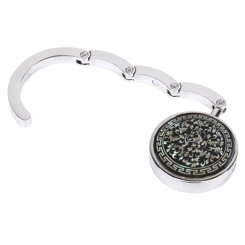 Round Table Vintage Flowers Foldable Purse Bag Hanger Handbag Hook Holder 1 Pcs