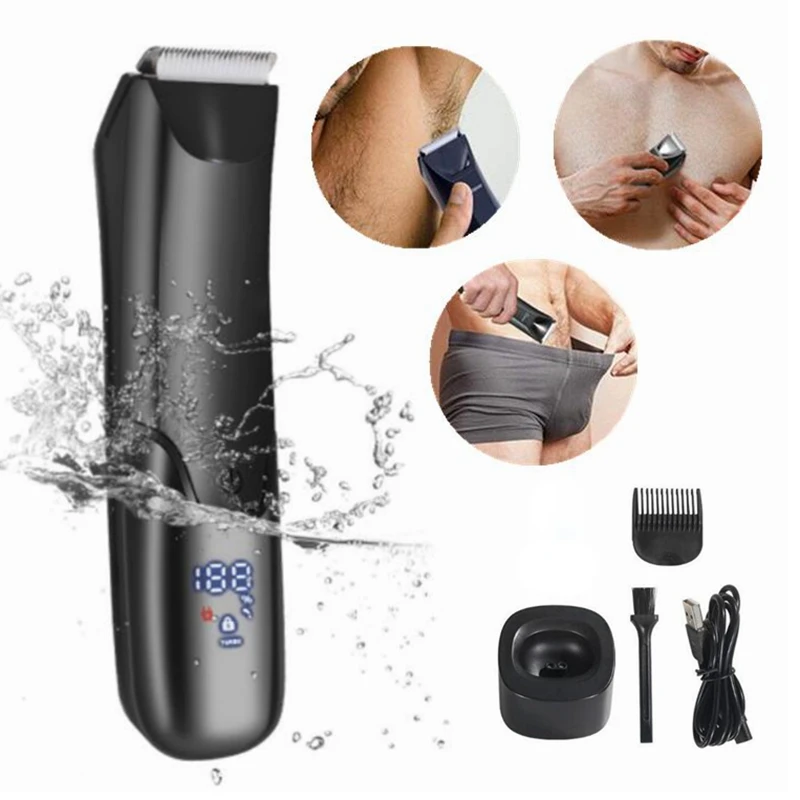 IPX7 Electric Crotch Shaver Schamhair Razor Mens Chest Hair Cutter for Body Eggs Shaving Machine Groin Trimmer Removes Underhair portable clothes lint roller remover lint fabric shaver removes pet hair lint particles from furniture wool clothes brush tool
