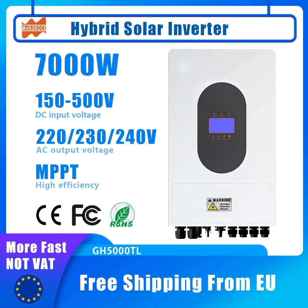 Inverter Solare Ibrido Da 7000W Off Grid & Grid Tie Inverter Solare Mppt 150-500Vdc A Ac 220/230/240V Wifi Lcd A Onda Sinusoidale Pura