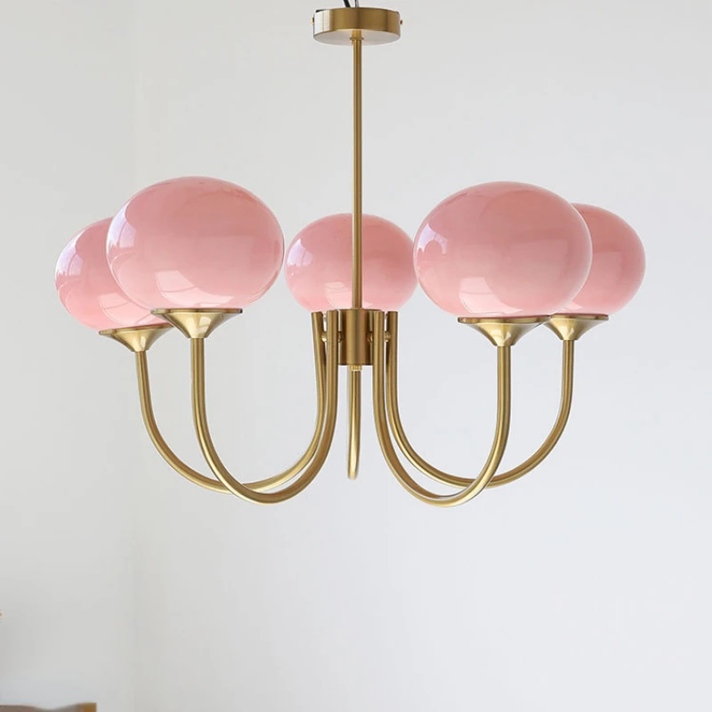 

Postmodern LED Chandeliers Pink Milky White Glass Hanging Pendant Lights Living Dining Room Kitchen Decor Lustre Suspension Lamp