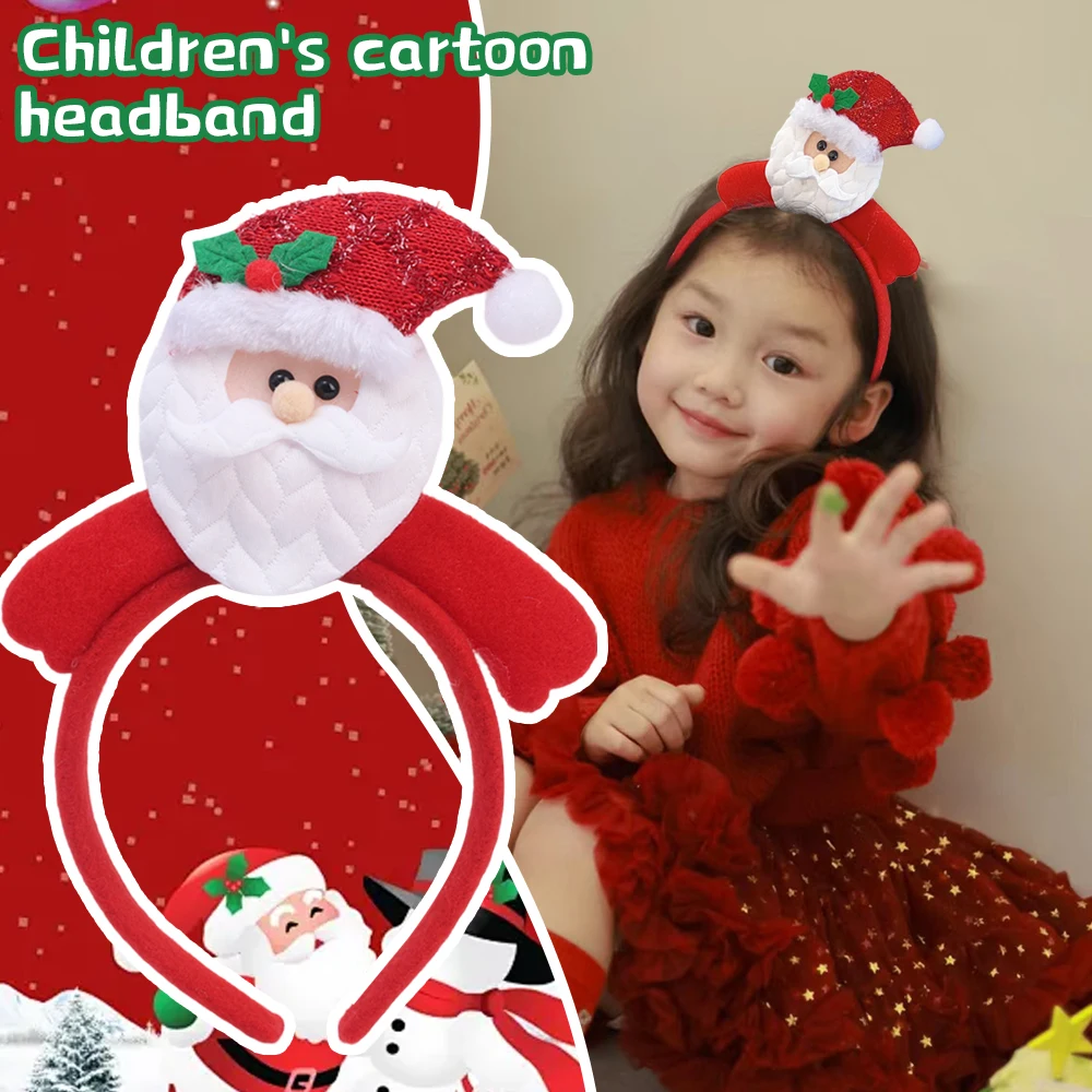 Christmas Headbands Cute Cartoon Santa Claus Snowman Elk Hair Hoop Children Christmas Gifts Happy New Year Party Decoration Prop