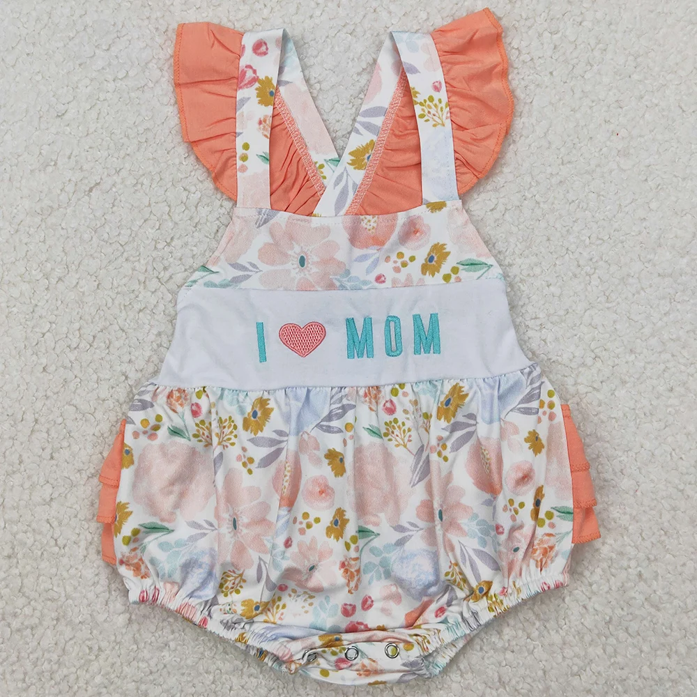 Boutique Bubble sibling clothing Summer baby boys clothes infant Jumpsuits Baby Girls Mama's Girl Red Strawberry Flowers Rompers