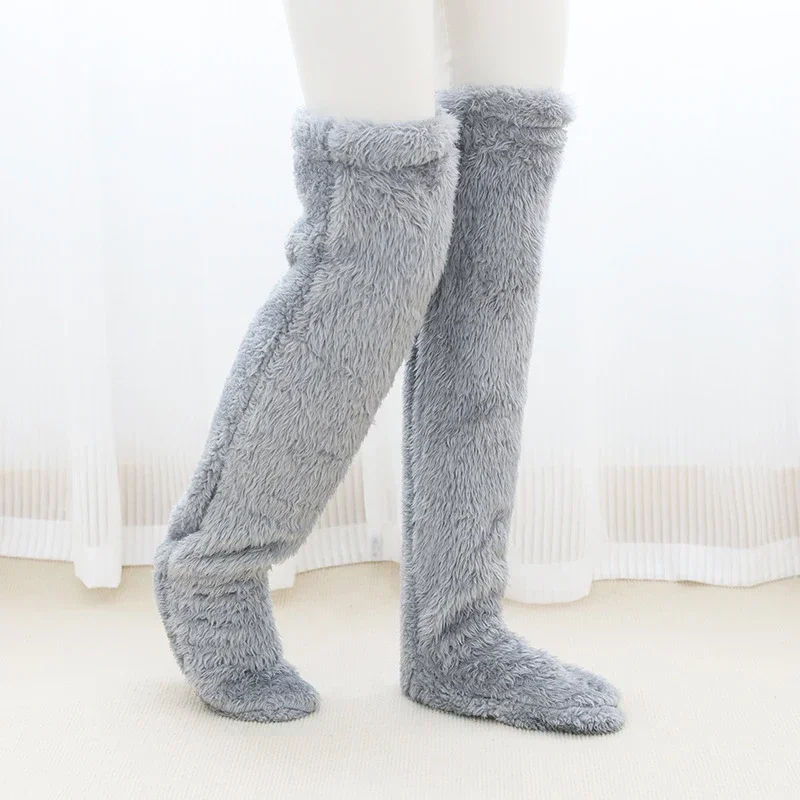 1-4Pairs Winter Socks Thickened Warm Floor Socks Knee-high Socks Long Soft Plush Socks Women's Stockings Sleeping Socks 5