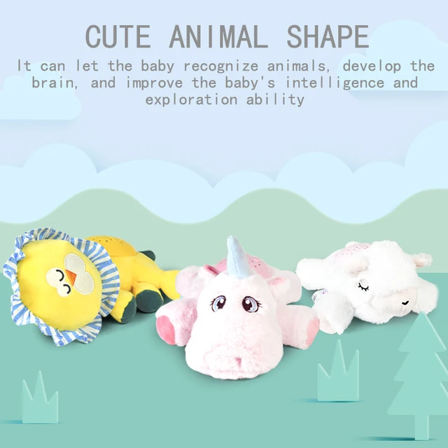 Children's Soft Toy Stuffed Soothe Doll Baby Sleep Led Night Lamp Stuffed Animal Plush Musical Projector Light Baby Plushie Toys 2