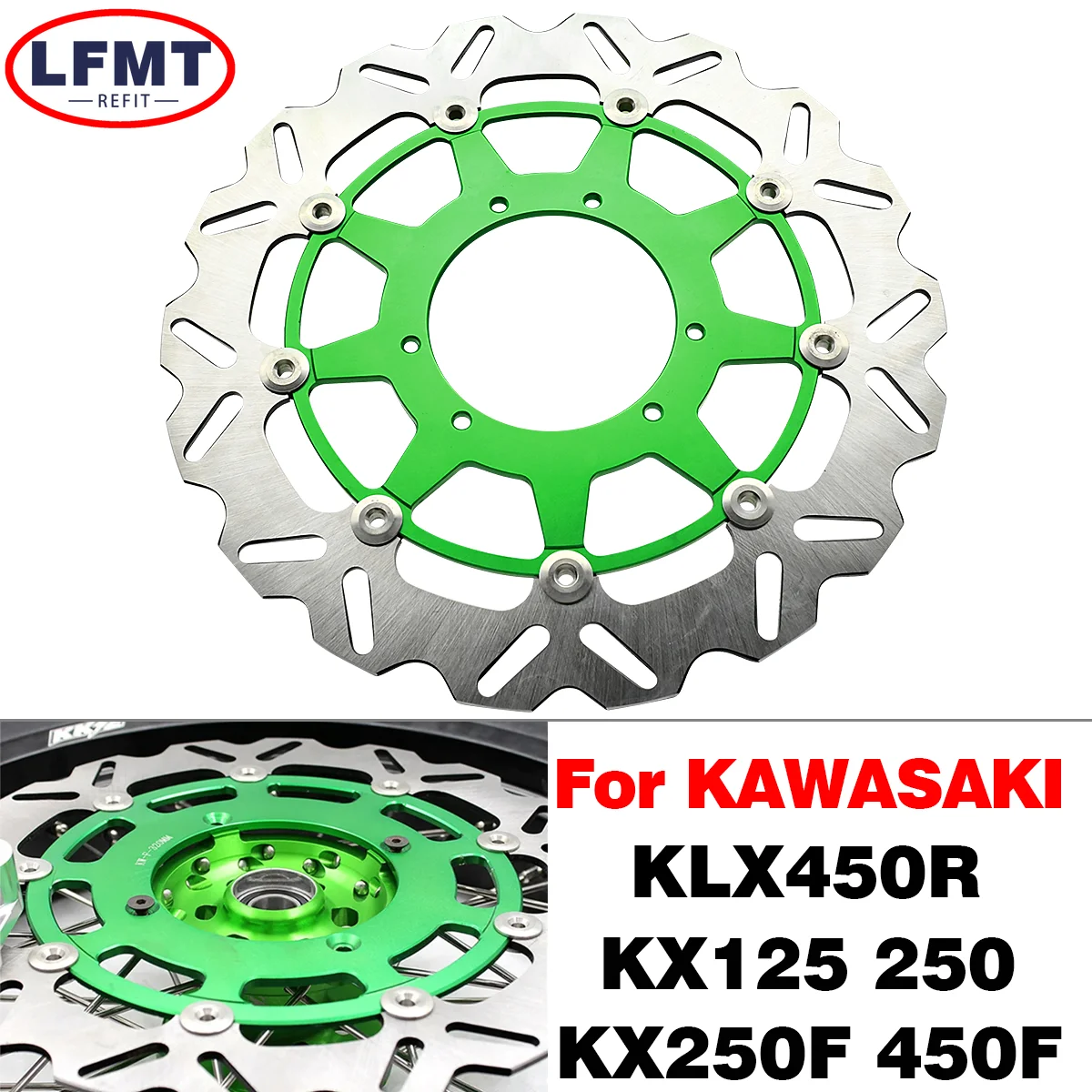 

For Kawasaki KX KLX KX125 KX250 KX250F KX450F KLX450R 2006-2020 Motorcycle 320MM Front Floating Brake Disc Rotor Bracket 2021