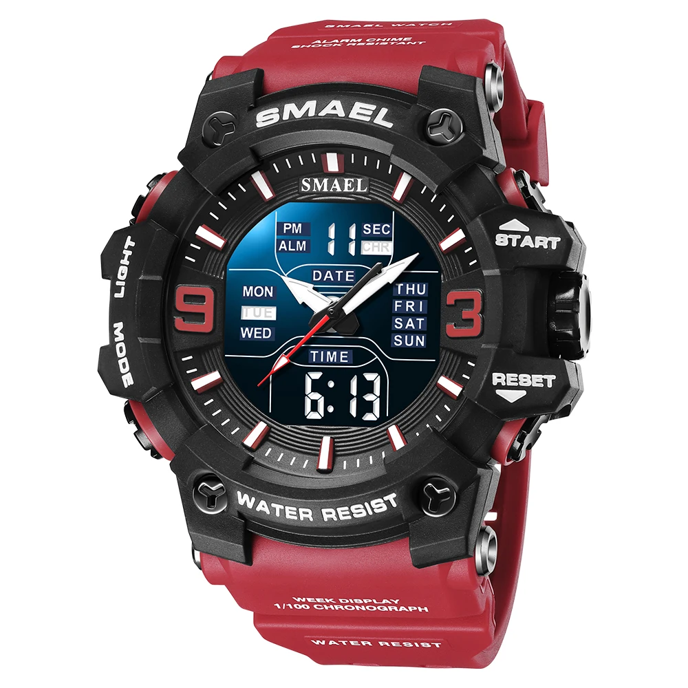 Rugged Men's Sport Waterproof Digital Watch with Alarm and Dual-Time Features