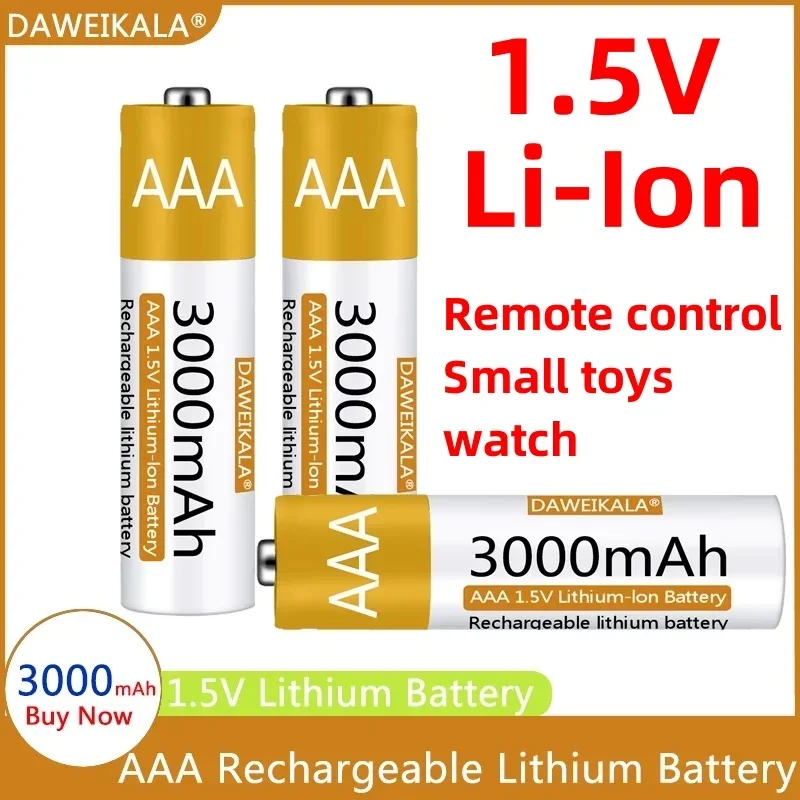 

AAA battery 1.5V lithium-ion AA rechargeable battery 3000mAh AA remote control mouse small fan lithium-ion battery electric toy