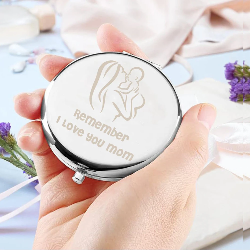 Gift for Mother - Customized Stainless Steel Portable Mirror with Laser Carving…