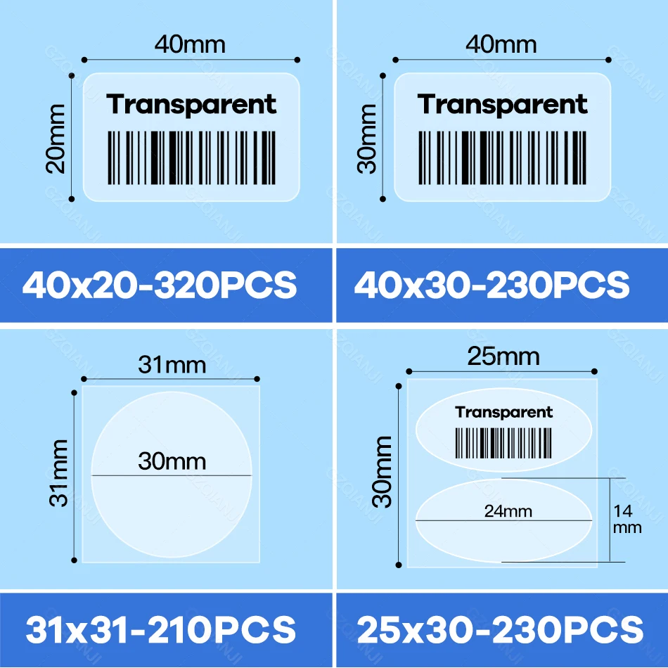 Thermal Label Sticker Paper for Niimbot B1/B21/B203 Printer Self-adhesive Waterproof White Transparent Circular Orginal Rolls