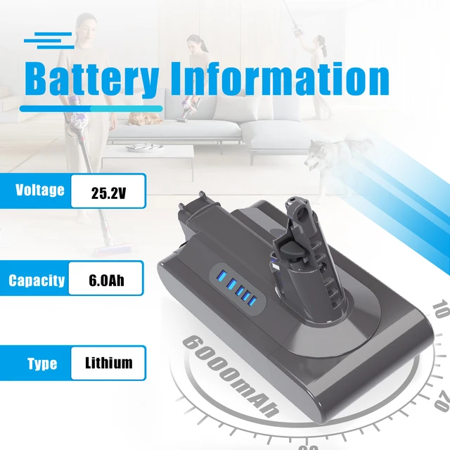 Powtree V10 Replacement Battery 25.2V 6000mAh For Dyson V10,SV12,V10  Absolute,V10 Fluffy , cyclone V10 Battery Vacuum Cleaner - AliExpress