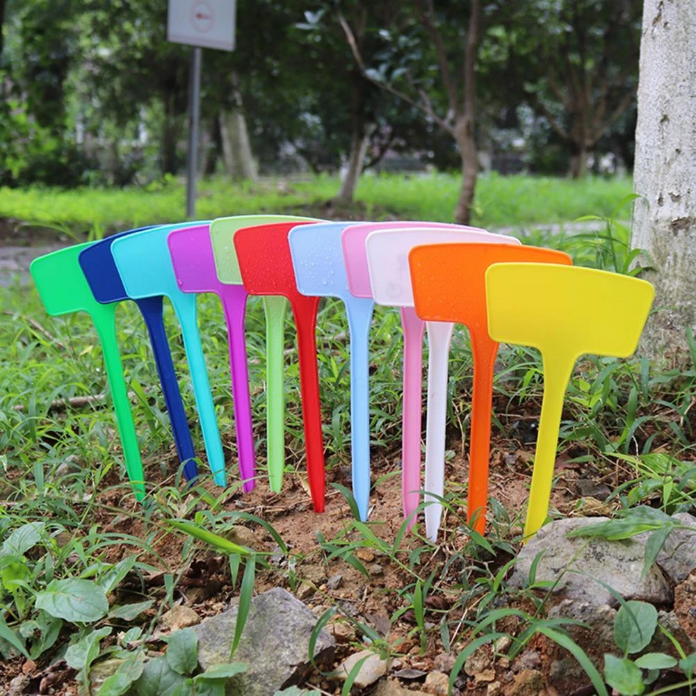 10Pcs/Set Plant Tags Useful Solid Color Sturdy T Shape ...
