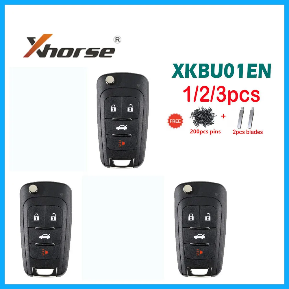 

1/2/3pcs/lot Xhorse XKBU01EN Wire Remote Key for Buick Flip 4 Buttons Universal Car Remote Key English Version for VVDI Key Tool