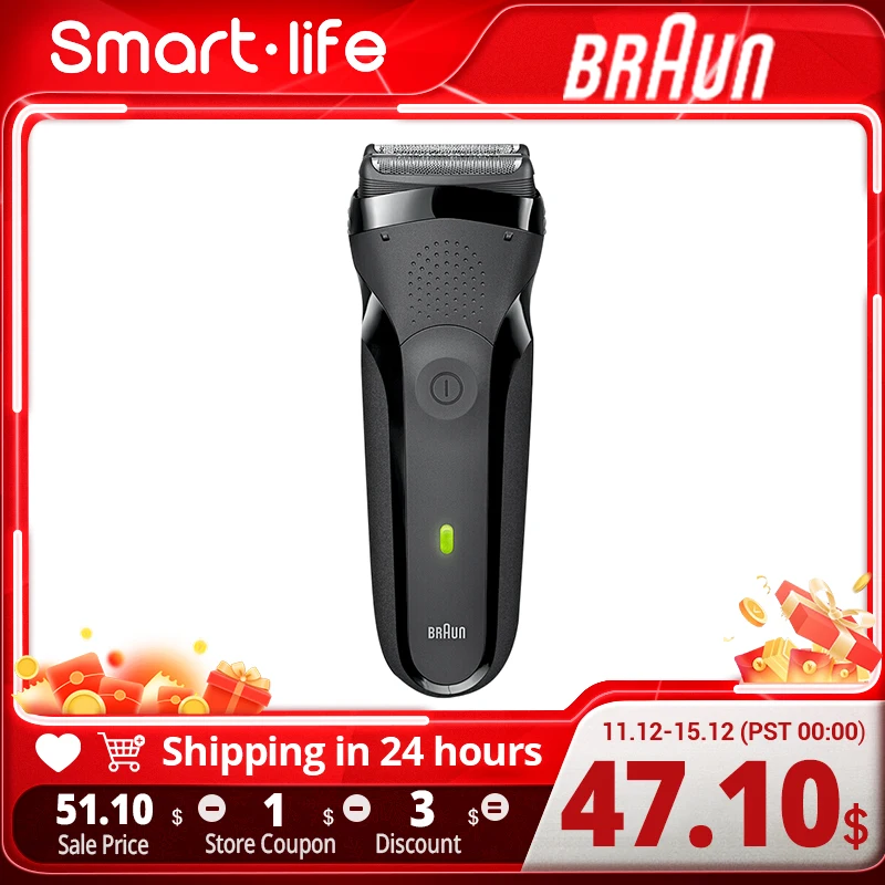 Braun 301S Electric Shaver Floating 3 Cutters Electric Razor IPX7 Waterproof for Men Safety Rechargeable Reciprocating Shaving