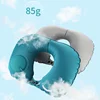 U-Shape Travel Pillow Automatic Air Inflatable Airplane Car Pillows Ring Pillow Folding Press Type Bed Pillows Neck Cushion 2 4