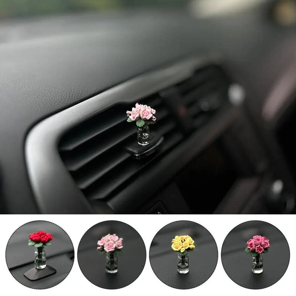 

Cute Car Interior Decoration Mini Rose Sunflower Vase Auto Center Console Decoration Ornaments For Car Gifts Accessories