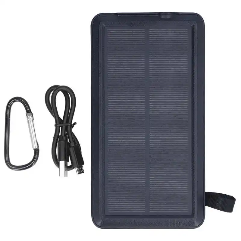 

LED Solar Power Bank 30000mAh Solar Charger Power Bank with 4 Cables for Outdoor Climbing Mountaineering Black