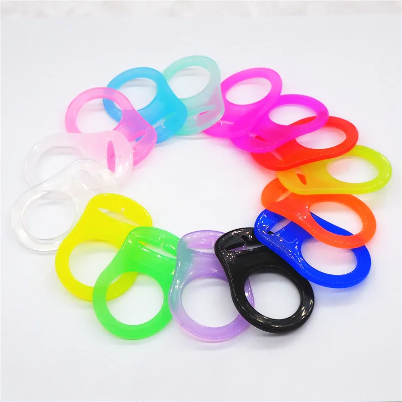 30pcs BPA Free silicone baby pacifier dummy mam rings adapter chain holder rings for NUK popular clear pink blue