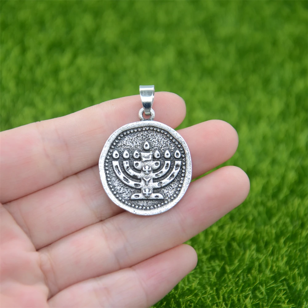 Menorah Jewish Pendant Necklace 2