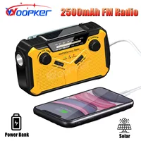 Woopker 2500mAh Portable Radio Solar Hand Crank USB AA Batteries Rechargeable Torch Reading Lamp SOS Alarm for Emergencies