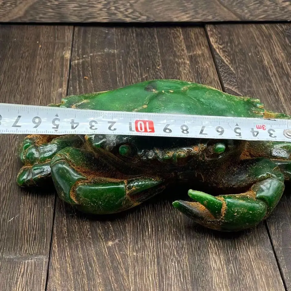 China's Old Jade Carved green Jade Crab 5
