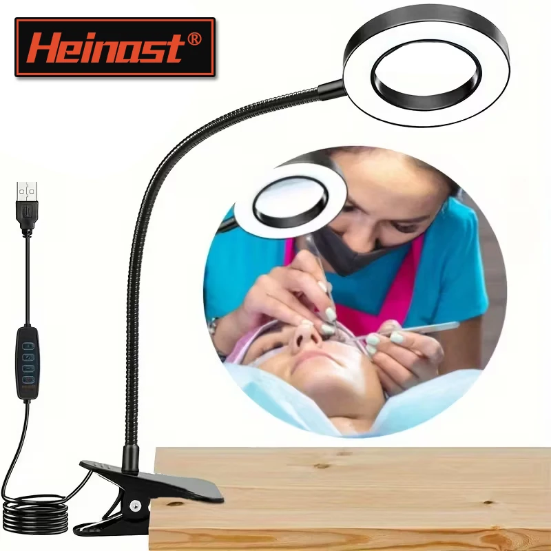 USB Book Light Clip Desk Lamp with Adjustable Brightness and Flexible Gooseneck