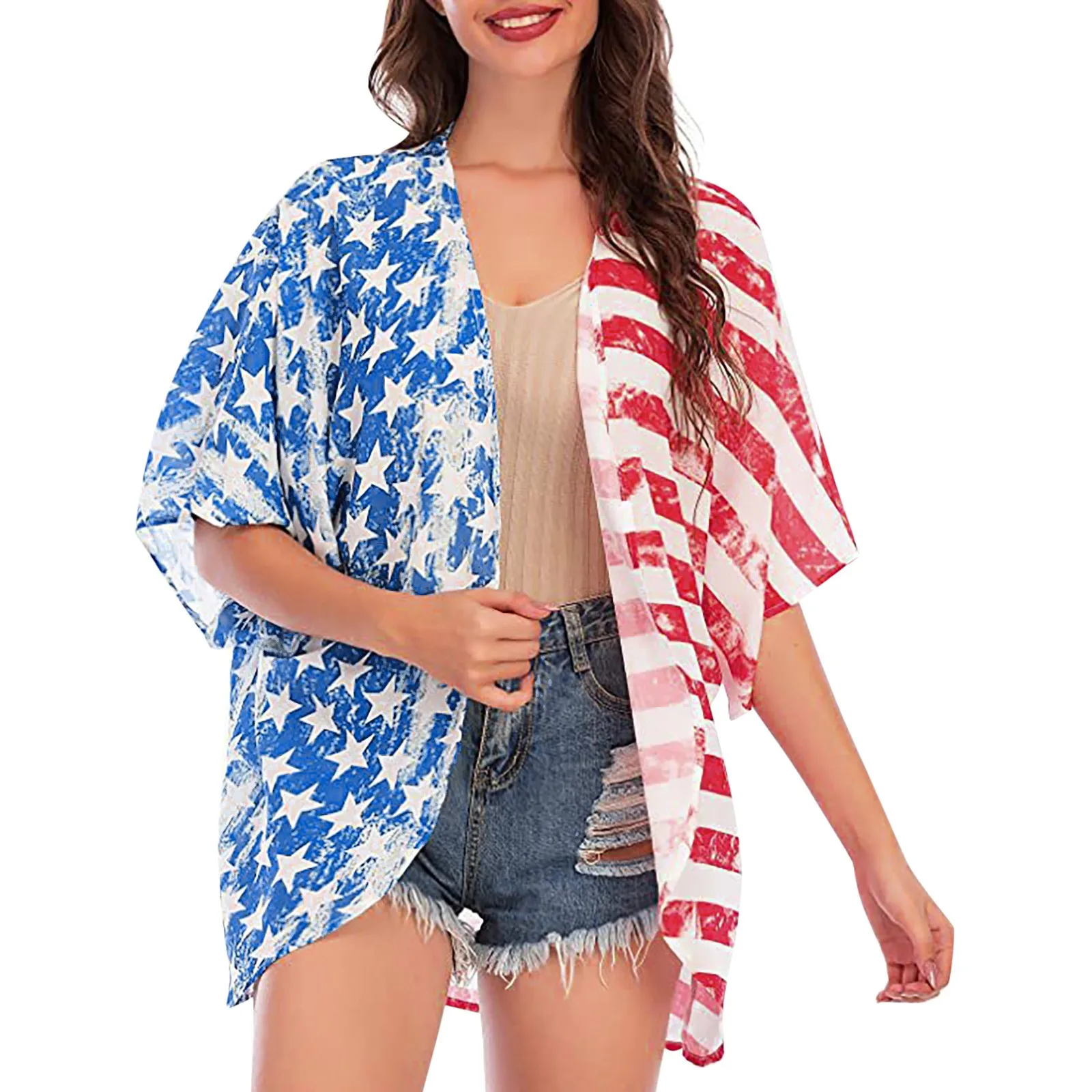 

Beach Cover Up Chiffon Blouse Women's Batwing Sleeve Chiffon Cardigan Kimono Beachwear Cover Up Bathing Suit Bikini Cover Ups