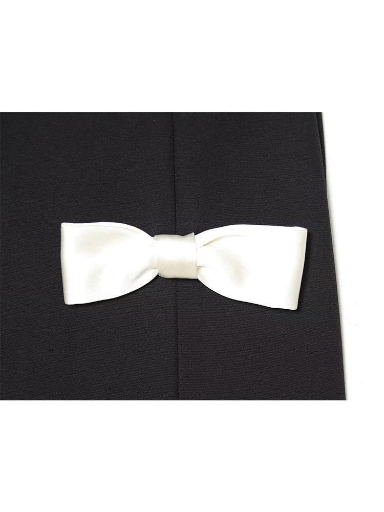 Women Contrast Color Bow Mini Dresses Fashion Sweet Bows Decoration Spring Summer Sleeveless A-line Dress Elegant Streetwear