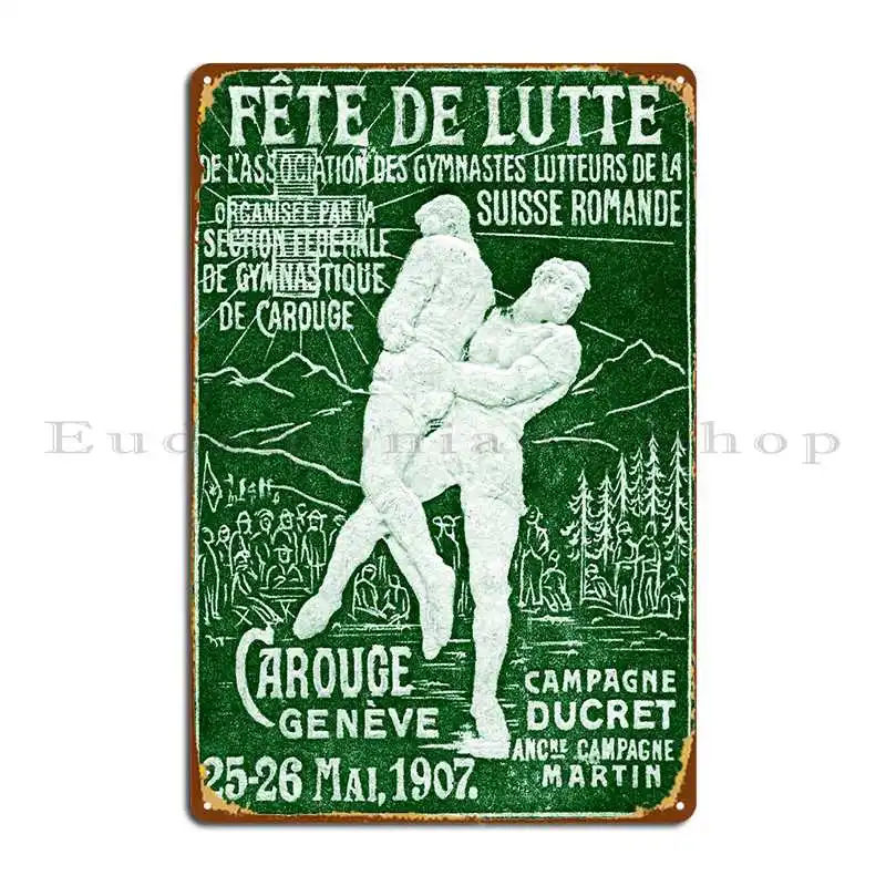 1907 Swiss Wrestling Competition Metal Sign Printing Garage Decoration Club Bar Bar Retro Tin Sign Poster