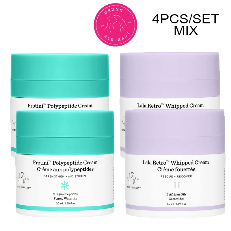 

4PCS Drunk Elephant Face Cream Skin Care Lala Retro Whipped Cream Protini Polypeptide Cream Moisturize Primer Repair Soothing