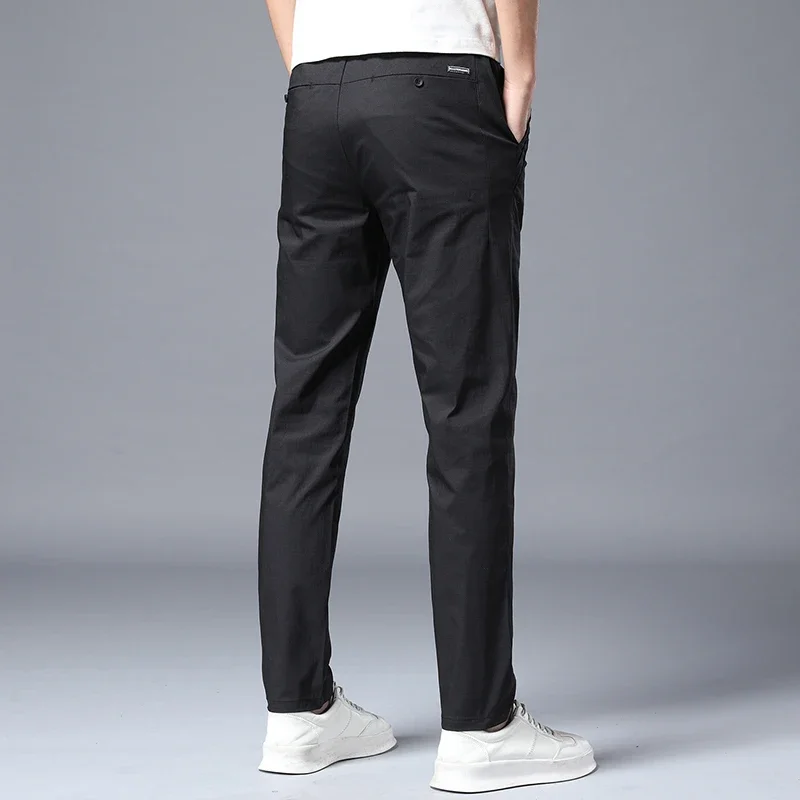 Streetwear Men\'s Fashion Casual Suit Pants Spring Summer Solid All-match Slim Korean Male Clothing New Full Straight Trousers 38
