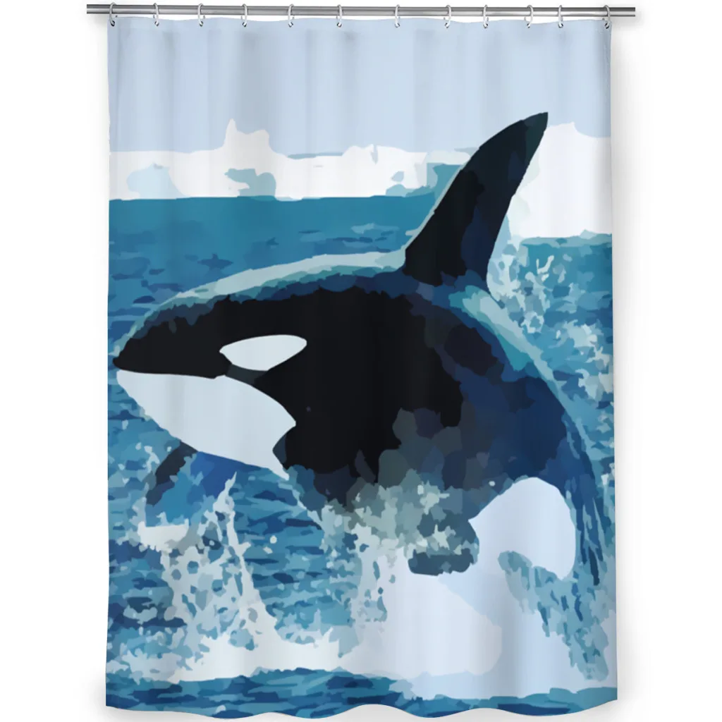Orca Whales Shower Curtains Marine Animals Waterproof Fabric Creative Bathroom  Decor with Hooks Home Accessories - AliExpress
