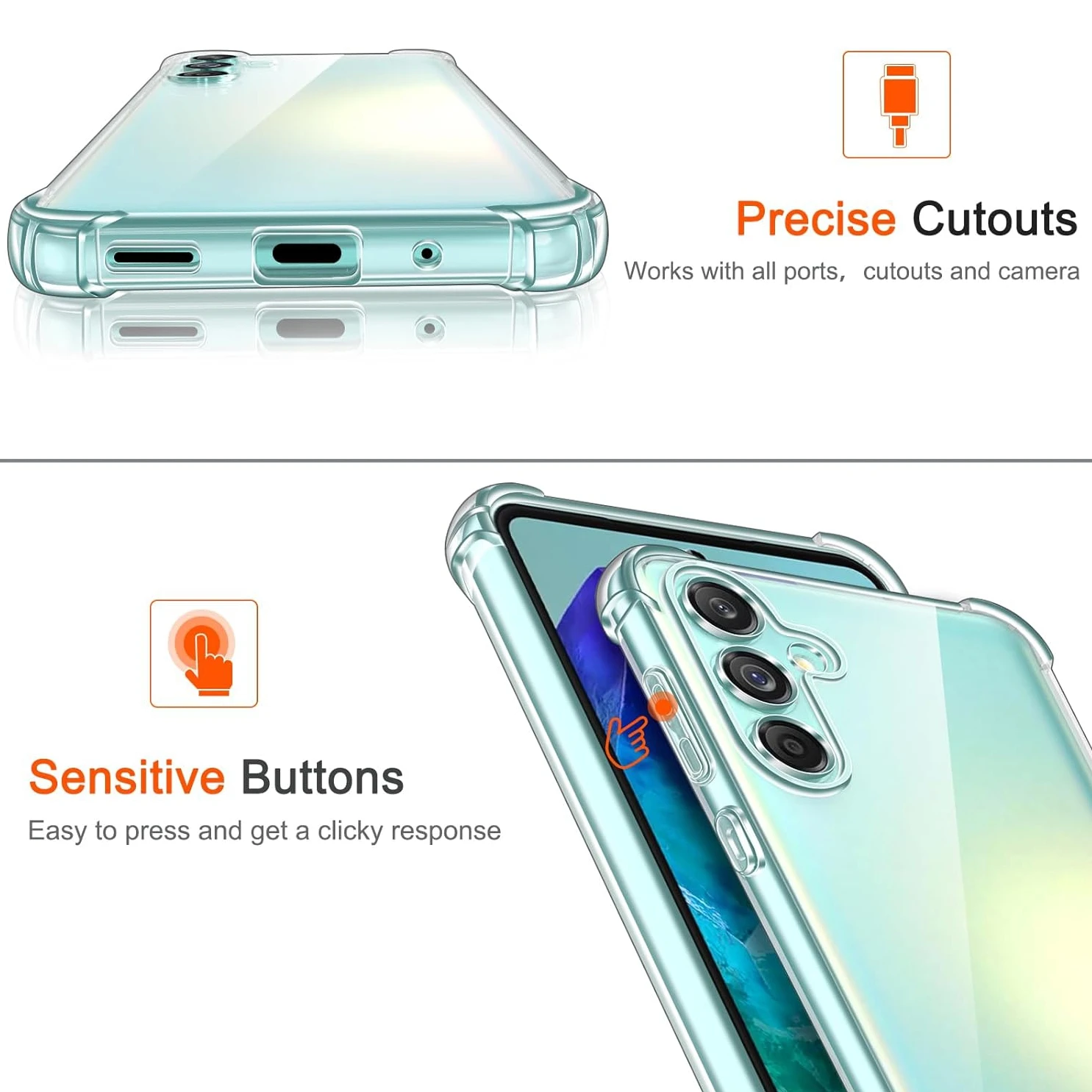 Premium Shockproof Clear TPU Protective Case - Four-Corner Reinforcement