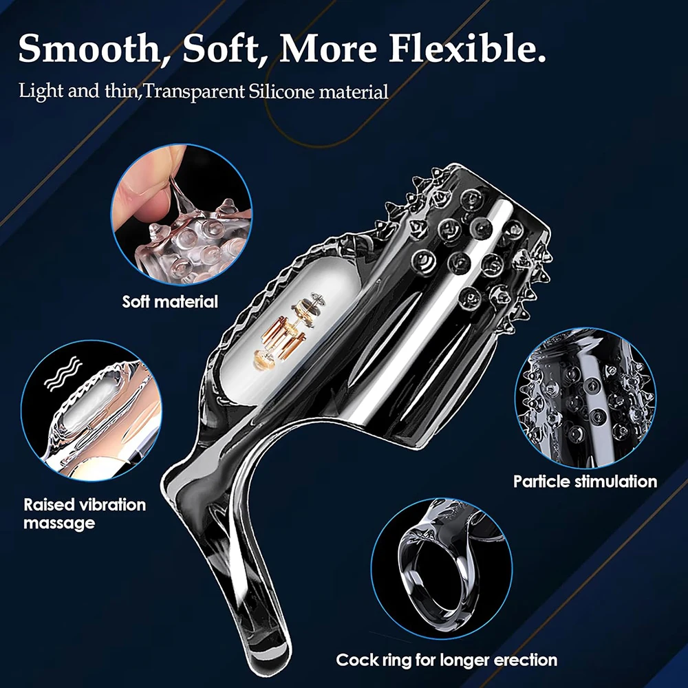Penis Sleeve Extensions Condom Male Enlargement Delay Vibrators Clits Massager Cock Ring Vibrating Penis Cover Sex Toys For Men
