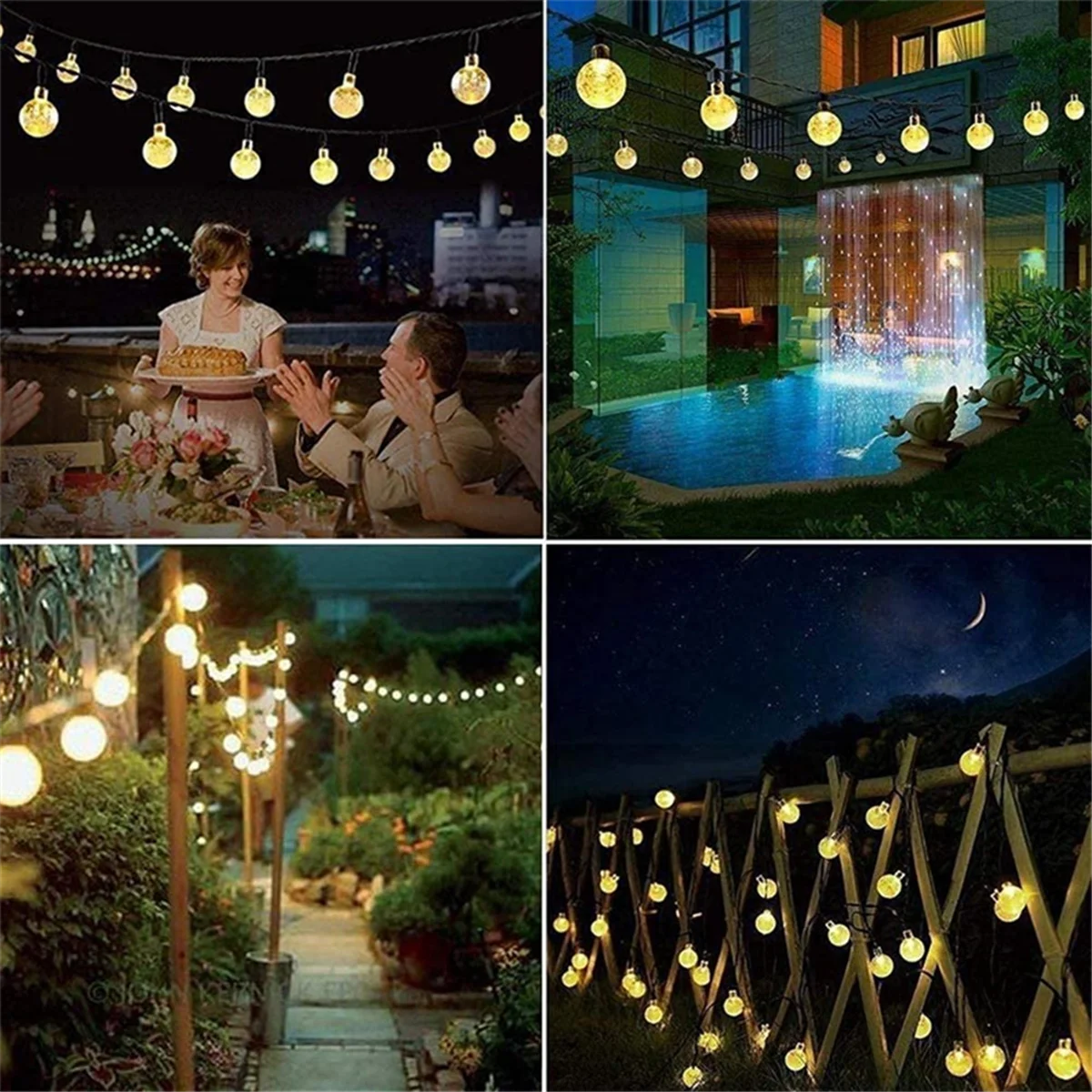 Solar String Lights Outdoor 50 LED Waterproof Crystal Globe Lights for Garden Yard Wedding Party Decor