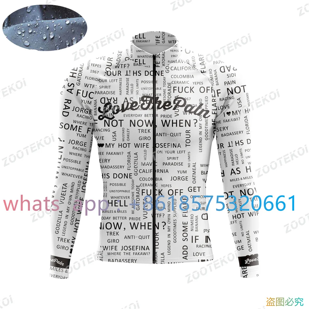 Love The Pain Waterproof Cycling Jacket Men Windproof Mtb Bike Jersey Bicycle Riding Running Snowboarding Coat