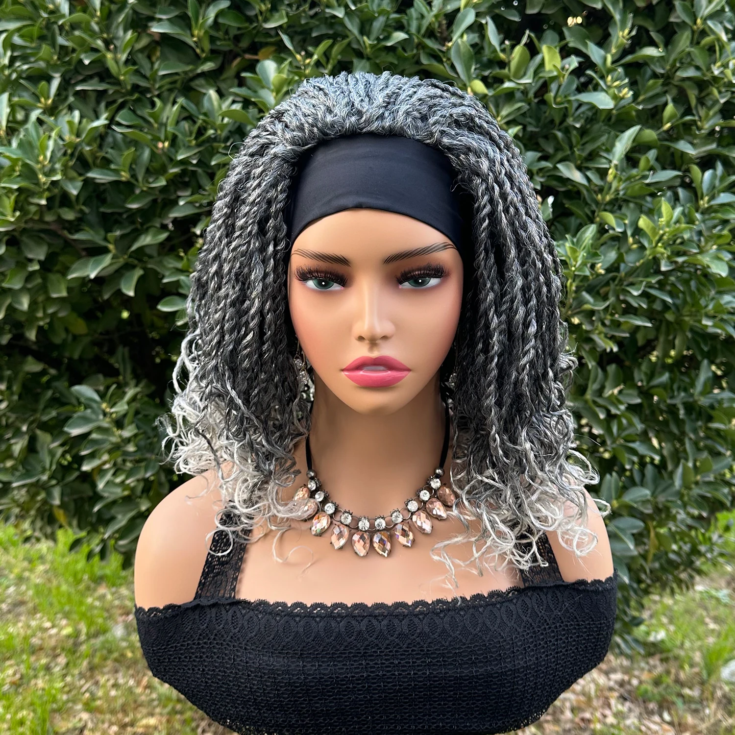 Short Synthetic Braided Headband Wigs For Black Women Box Braided Headband Bob Wig African Braiding Hair Headband Bob Wig