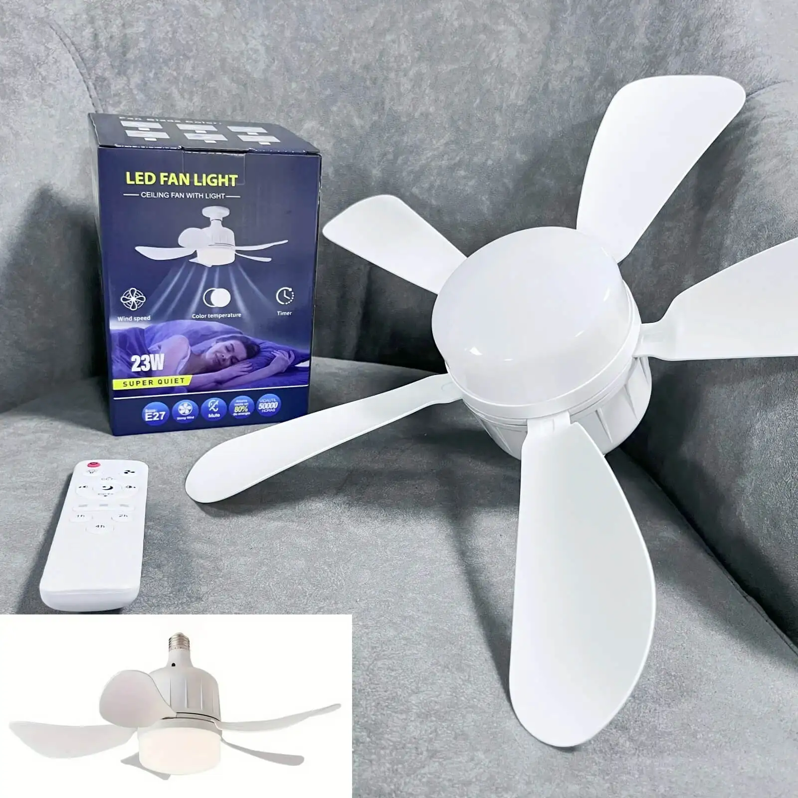 LED Ceiling Fan 17.7in Small Ceiling Fan with 3-Speeds Wireless Fans Lighting For Bedroom and Small Rooms