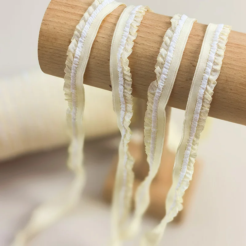 Elastisches Nähband, Rüschen-Spitzenbesatz, DIY-Unterwäsche-Dessous-Zubehör, breite Farben, Kunsthandwerk, 3 Yards/Lot, 1,2 cm – Detail 3