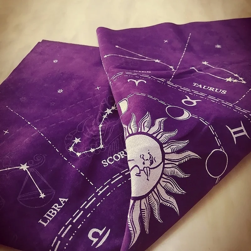 12 Constellations Tarot Card Tablecloth Velvet Divination Altar Cloth Board Game Fortune Astrology Oracle Card Pad Tarot Decks