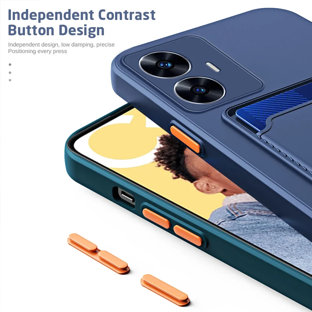 Candy Color Silicone Card Slot Wallet Holder with Camera Protection – Soft Back Cover
