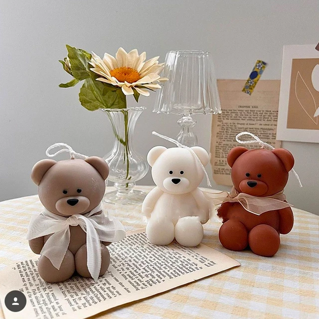 cute teddy bear silicone candle molds